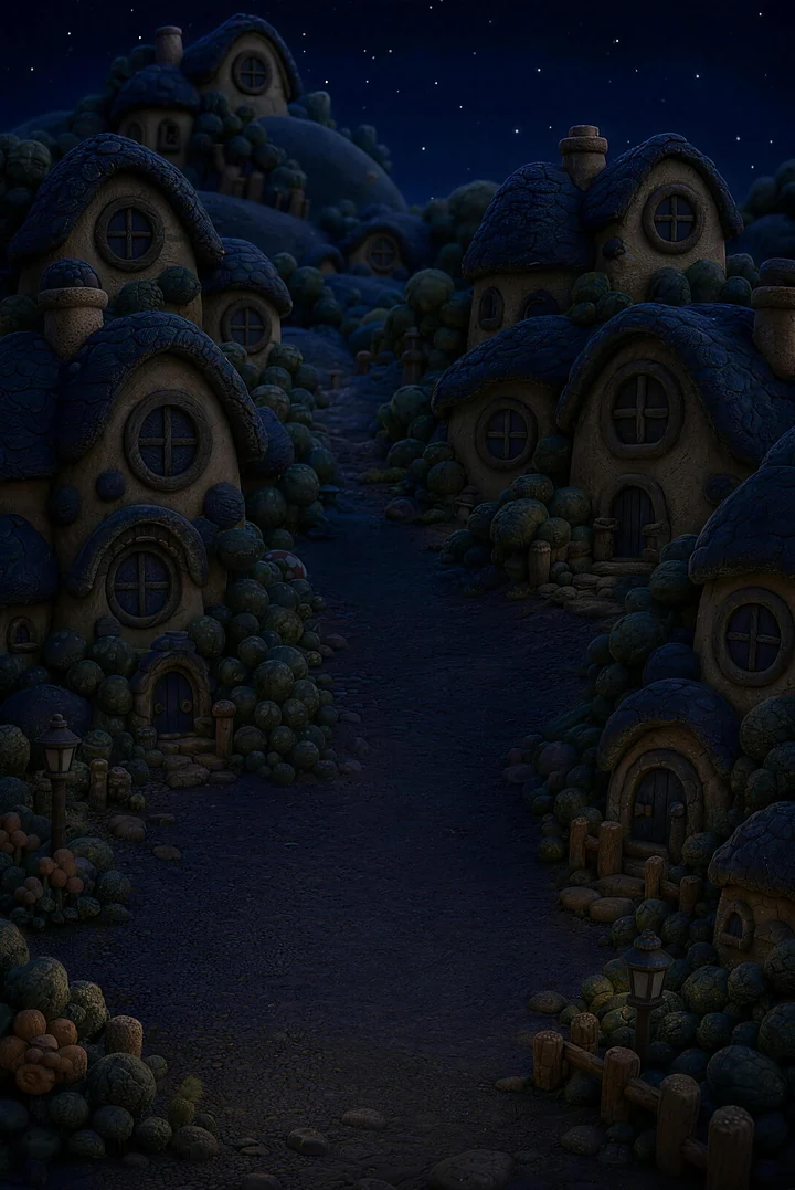 It's time for the whole village to sleep. Touch a lit window, and it softly goes dark.