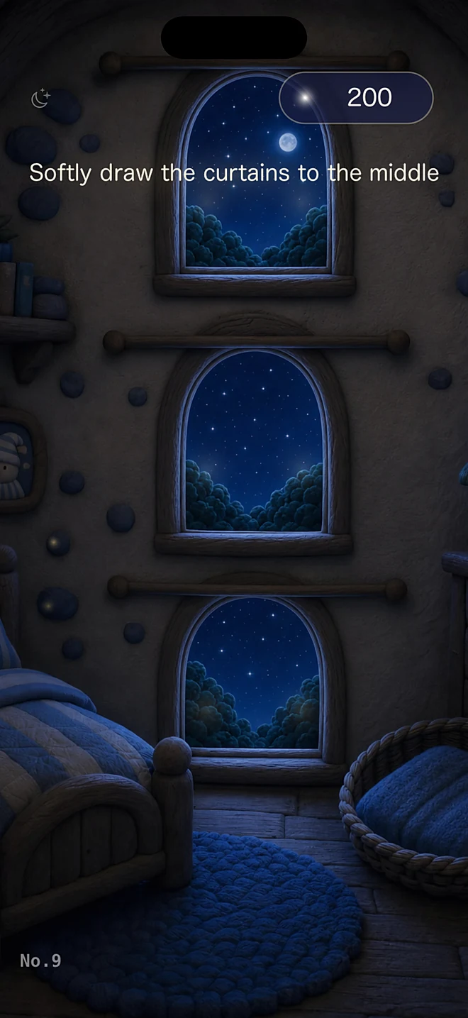 Close the Curtains — Softly draw the curtains to the middle